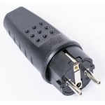 Вилка 220V прямая каучук 2Р+РЕ 1х16А IP44 UNIVERSAL 602227