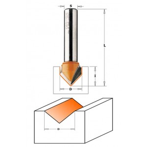 Фреза пазовая V-образная 90 гр. 16 x 16 мм S=8 GLOBUS 1004