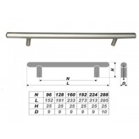 Ручка-рейлинг R0150/288 мм (20) RR001SN.4/288