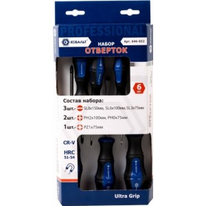 Набор отверток КОБАЛЬТ Ultra Grip CR-V (6 шт.) в блистере 646-669